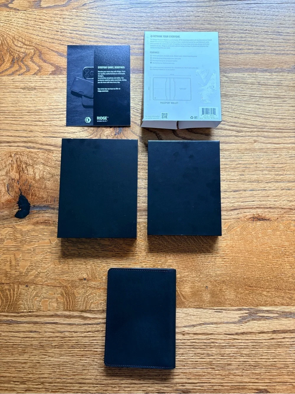 New in box Ridge Passport Wallet in Midnight Black Leather